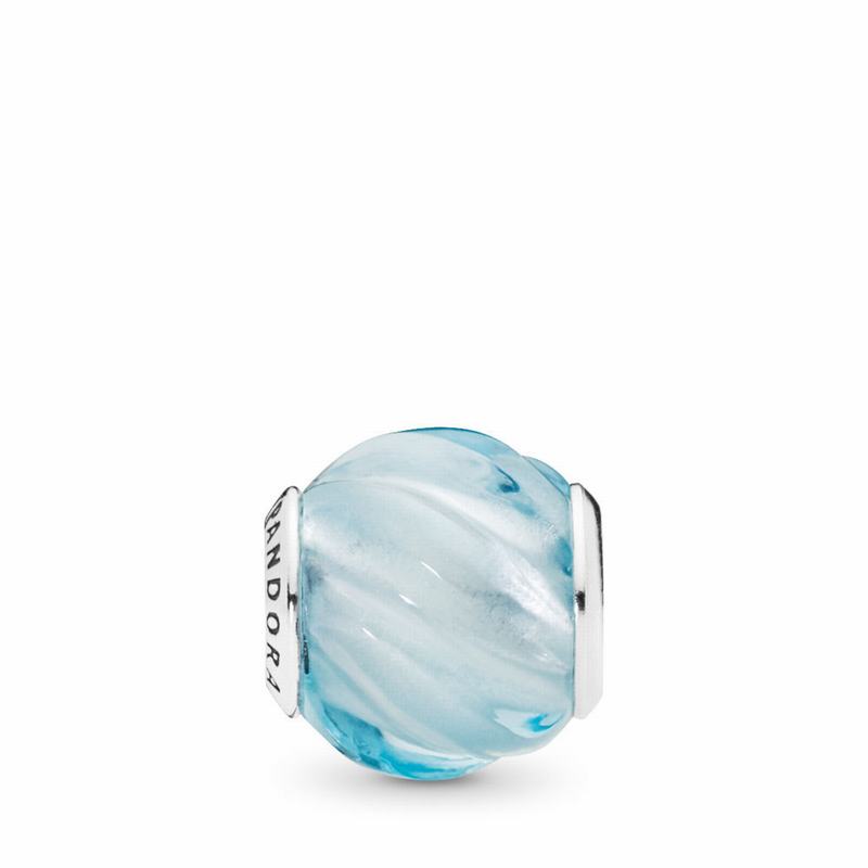 Pandora Blue Ripples Charm - Sterling Silver/Blue/Crystal - Canada | QV2828AJ